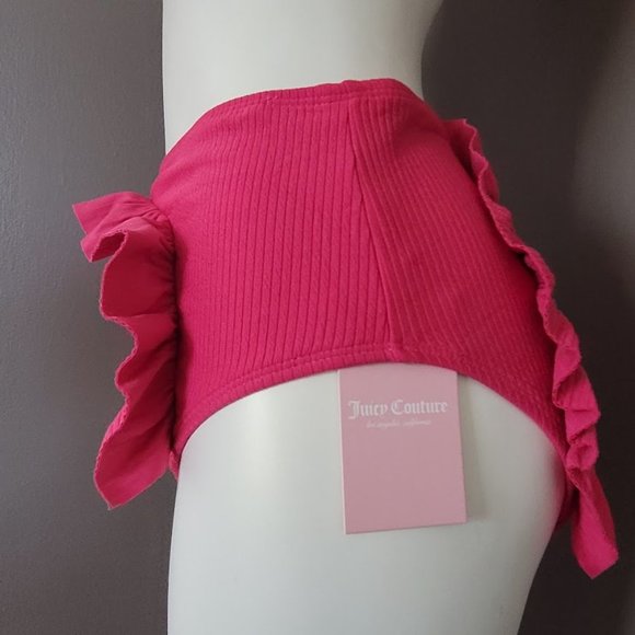 Juicy Couture Ruffle Bikini Bottom Raspberry Flutter Size Large - Picture 3 of 11
